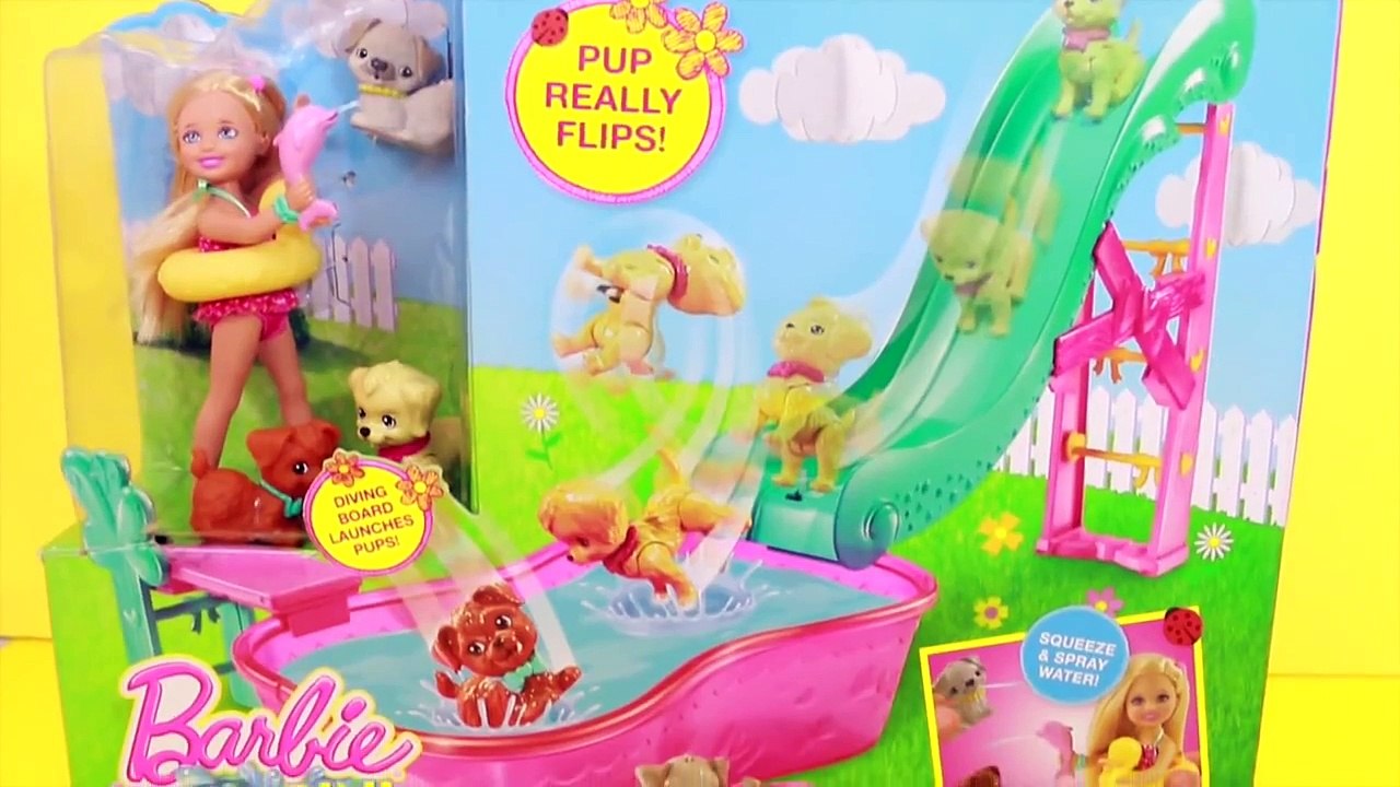 AllToyCollector Barbie Toy Review 2014 Chelsea Flippin' Pup Pool Barbie Sister Swimming Puppy Dog