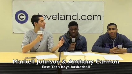 East Tech boys basketball players play Know Your Teammate