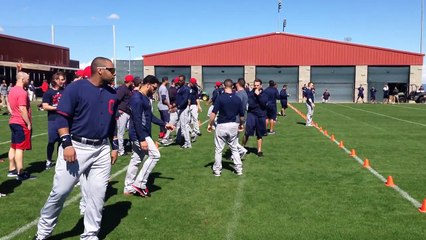 Indians position players go through sprint drills