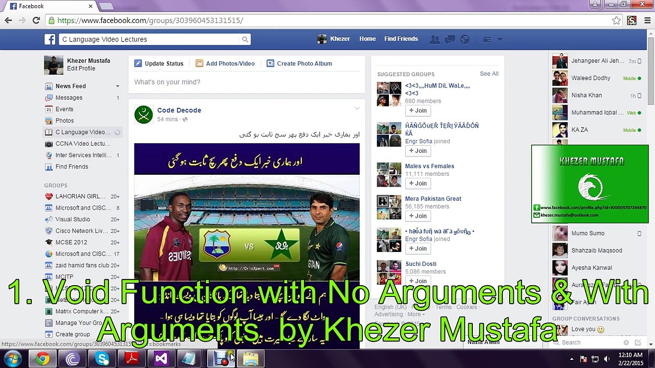 3. Void Function with No Arguments & With Arguments  by Khezer Mustafa