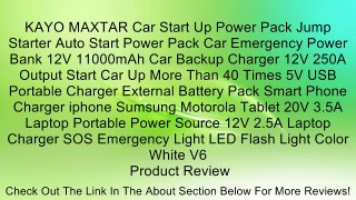 KAYO MAXTAR Car Start Up Power Pack Jump Starter Auto Start Power Pack Car Emergency Power Bank 12V 11000mAh Car Backup Charger 12V 250A Output Start Car Up More Than 40 Times 5V USB Portable Charger External Battery Pack Smart Phone Charger iphone Sumsun