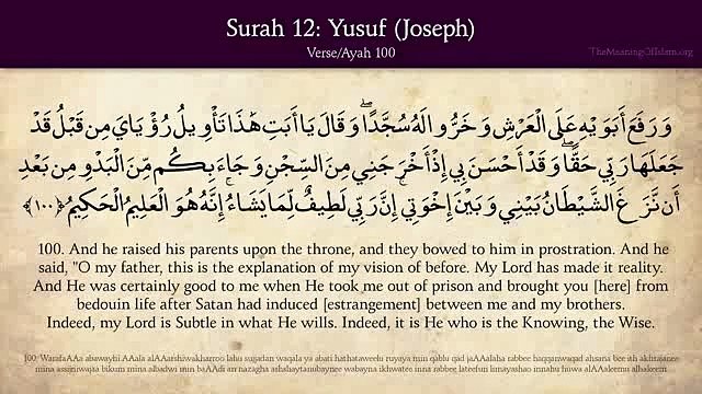 Quran Translation in English: Quran is for all Mankind: Surah Yusuf (Joseph) 2/2