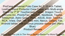 ProCase Universal Folio Case for 7 - 8 inch Tablet, Leather Stand Protector Case Cover with Multi-angle Stand for 7