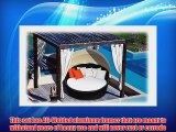 Prime Source Wicker/Aluminum Frame Round Sunbed with Shade and Orange Throw Pillows