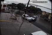 Car Almost Flips Going Over Exposed Manhole