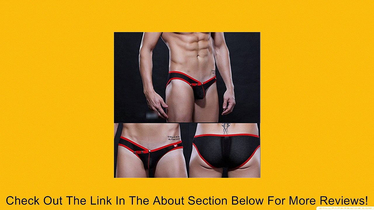 Sexy Men's Low Rise Mesh Ventilate Bikini Briefs Underwear Panties Black Size M Review