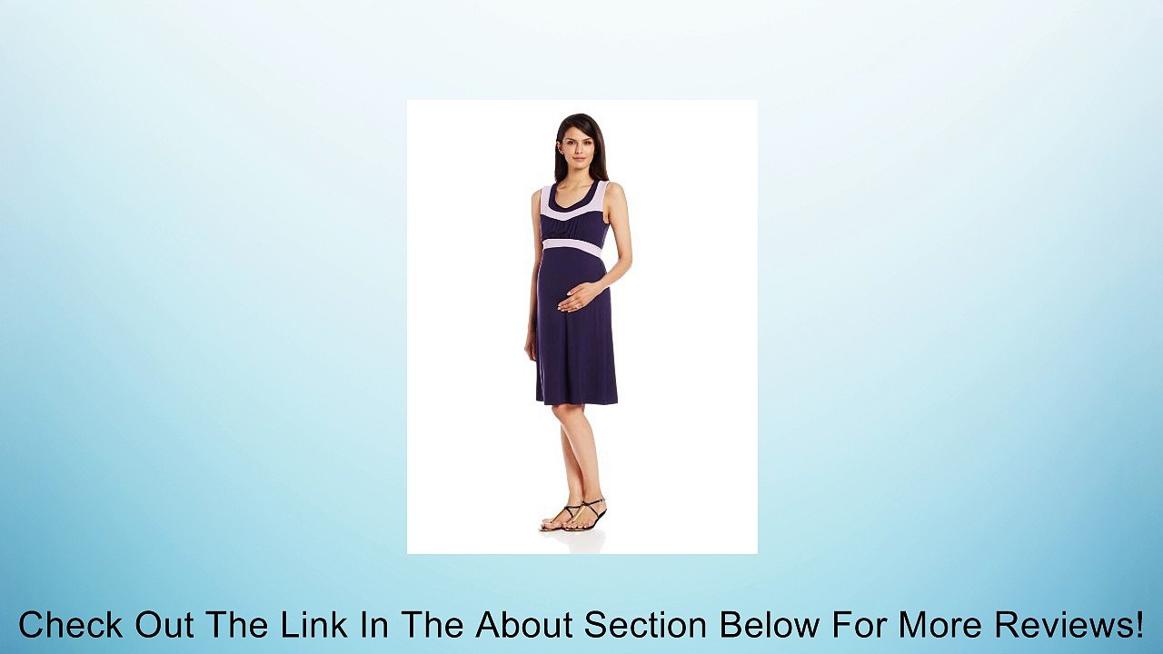 Japanese Weekend Women's Maternity During and After Tipped Nursing Dress, Navy/Lavender, X-Large Review