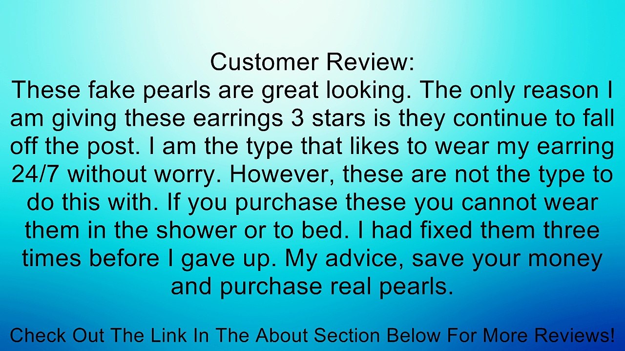 Sterling Silver Round White Simulated Shell Pearl Stud Earrings (10-10.5mm ) Review