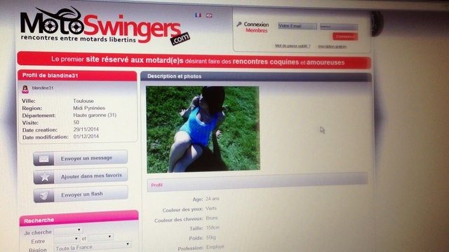 Motardes et motards célibataires sur MotoSwingers.com