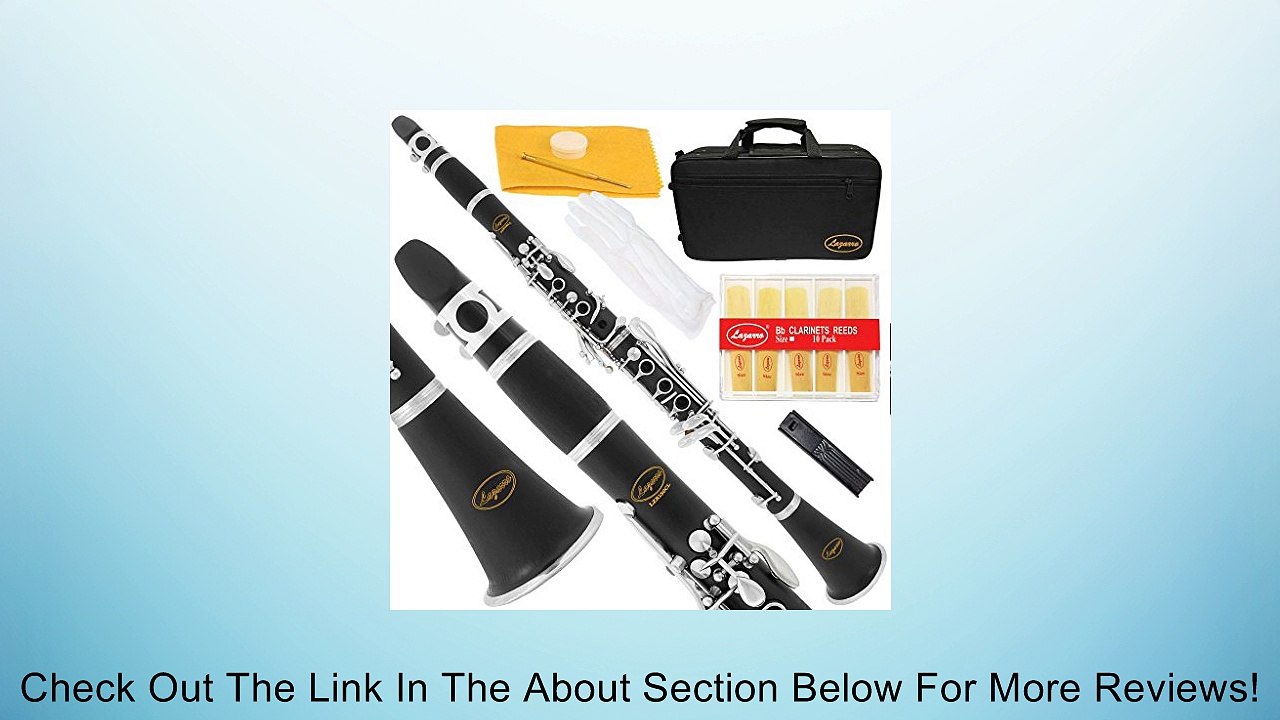 150-BK - BLACK Ebonite/SILVER Keys Bb B flat Student Clarinet Lazarro+11 Reeds,Case,Care Kit~Best 4 School,Bands Review