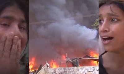 Fire guts shanty town in Karachi's Gulshan-e-Iqbal
