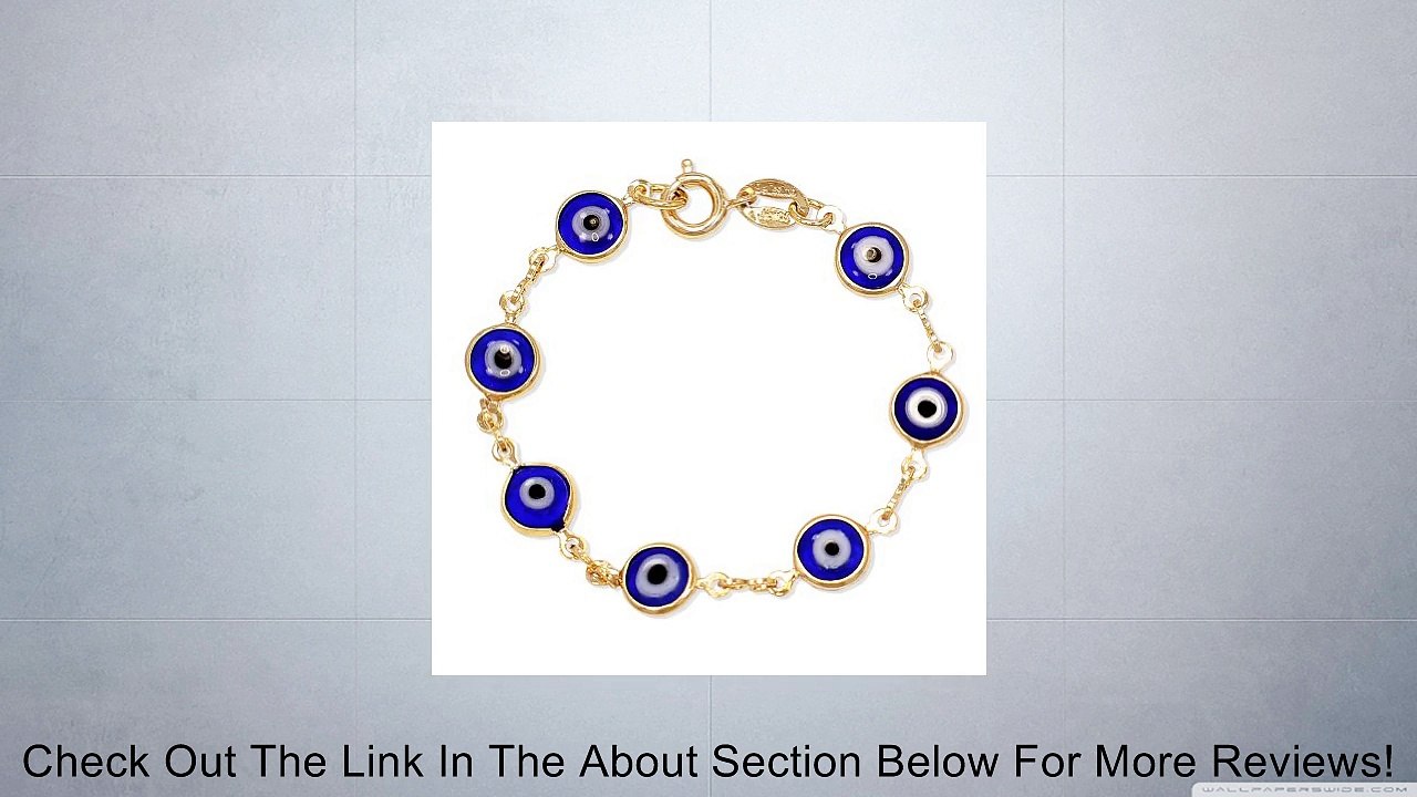 Gold Plated 14k Blue Murano Glass Evil Eye Greek Turkish Bracelet Newborn 4.5" Review