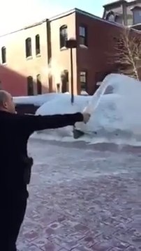 Glass of water instantly freezes in the air