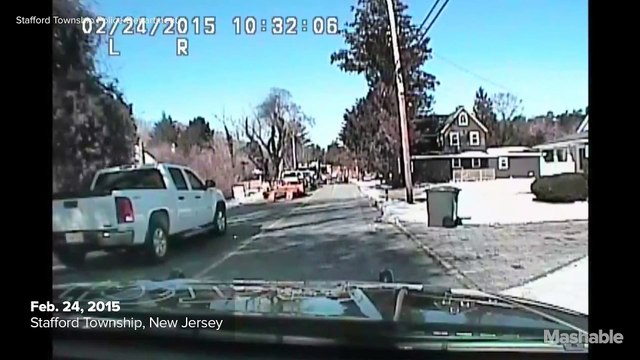 Dramatic house explosion in New Jersey captured on police dashcam