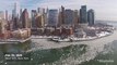 Drone footage reveals birds-eye-view of an icy Hudson River