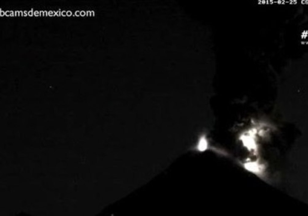 Volcán De Colima Erupts Before Dawn