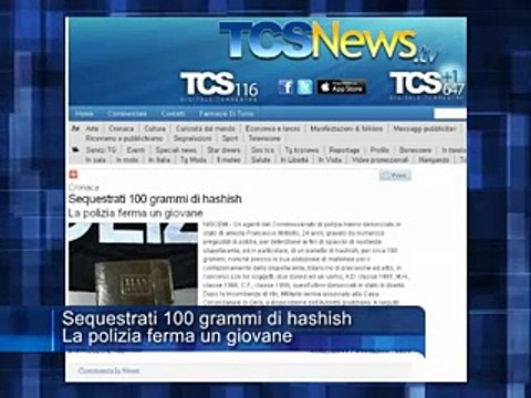 Sequestrati 100 grammi di hashish. La polizia ferma un giovane