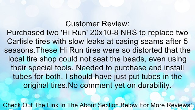 Turf 20x10.00-8 2 Ply Tire Review