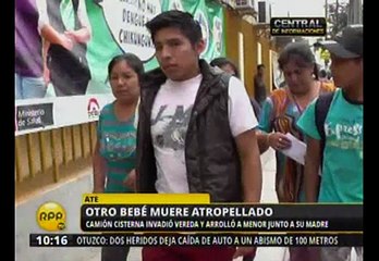 Ate: Otro bebé murió atropellado, esta vez en Santa Clara