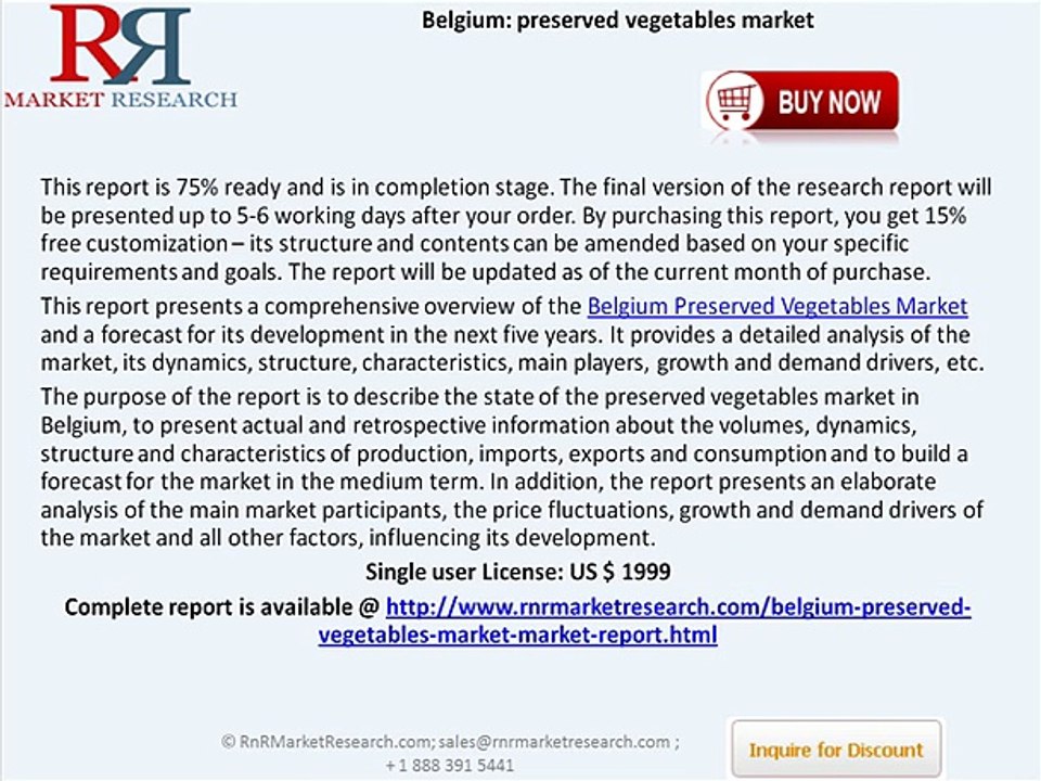 Belgium Preserved Vegetables Industry In-depth Analysis, Future Growth Estimates & Key Demand Factors