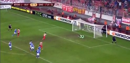 Goal Dominguez A. (Penalty) - Olympiakos Piraeus 2 - 1 Dnipro - Europa League - Play Offs - 26/02/2015