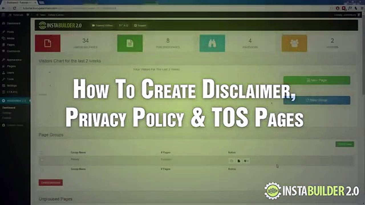InstaBuilder 2.0 Tutorial 6 How To Create Disclaimer, Privacy Policy, TOS Page