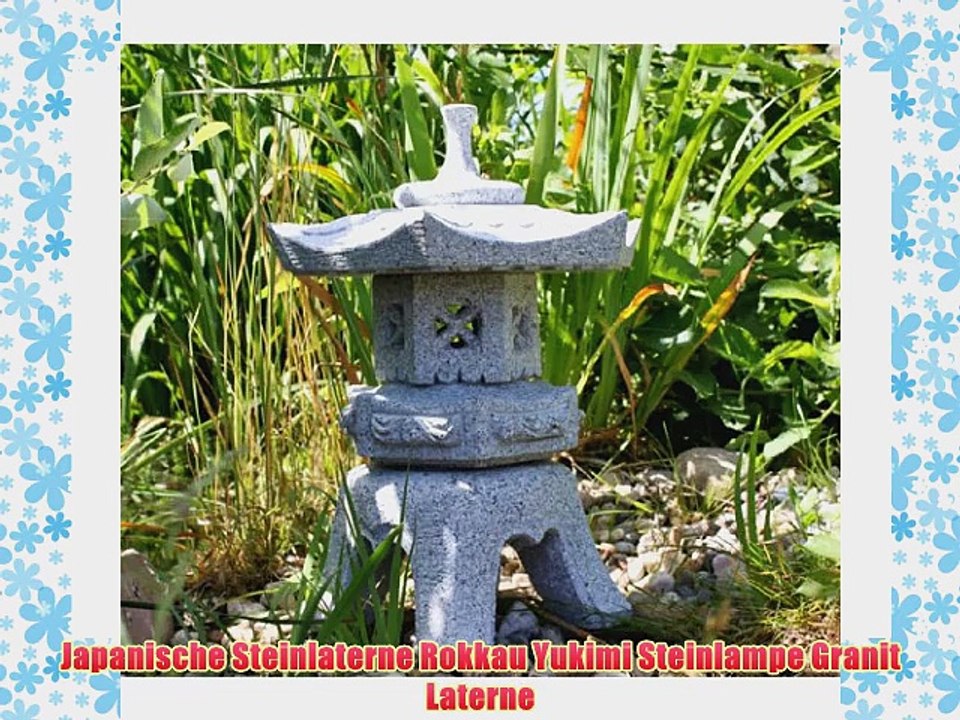Japanische Steinlaterne Rokkau Yukimi Steinlampe Granit Laterne