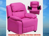 Flash Furniture Deluxe Heavily Padded Contemporary Hot Pink Vinyl Kids Recliner with Storage