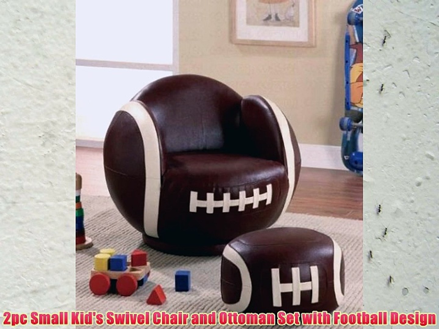 Basketball Design 2-Pieces Coaster Kids Swivel Chair and Ottoman Set 