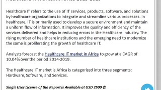 Healthcare IT Market in Africa to Grow at 10.04% CAGR by 2019