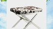 Kingsbury Home Versailles Contemporary Cow Hide Fabric X-Base Vanity Stool Chrome Finish