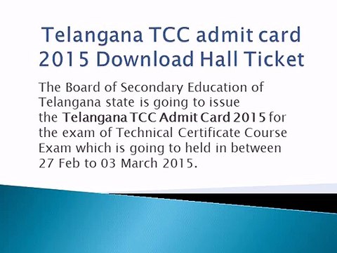 Telangana TCC admit card 2015 Download bsetelangana.org Hall Ticket