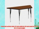Flash Furniture XU-A2448-TRAP-OAK-H-A-GG Trapezoid Activity Table with High Pressure Oak Laminate