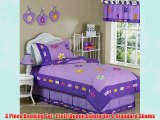 Danielle's Daisies Purple Childrens and Kids 3 Piece Full / Queen Girls Bedding Set