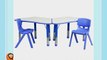 Flash Furniture Trapezoid Plastic Activity Table with 2 School Stack Chairs Blue
