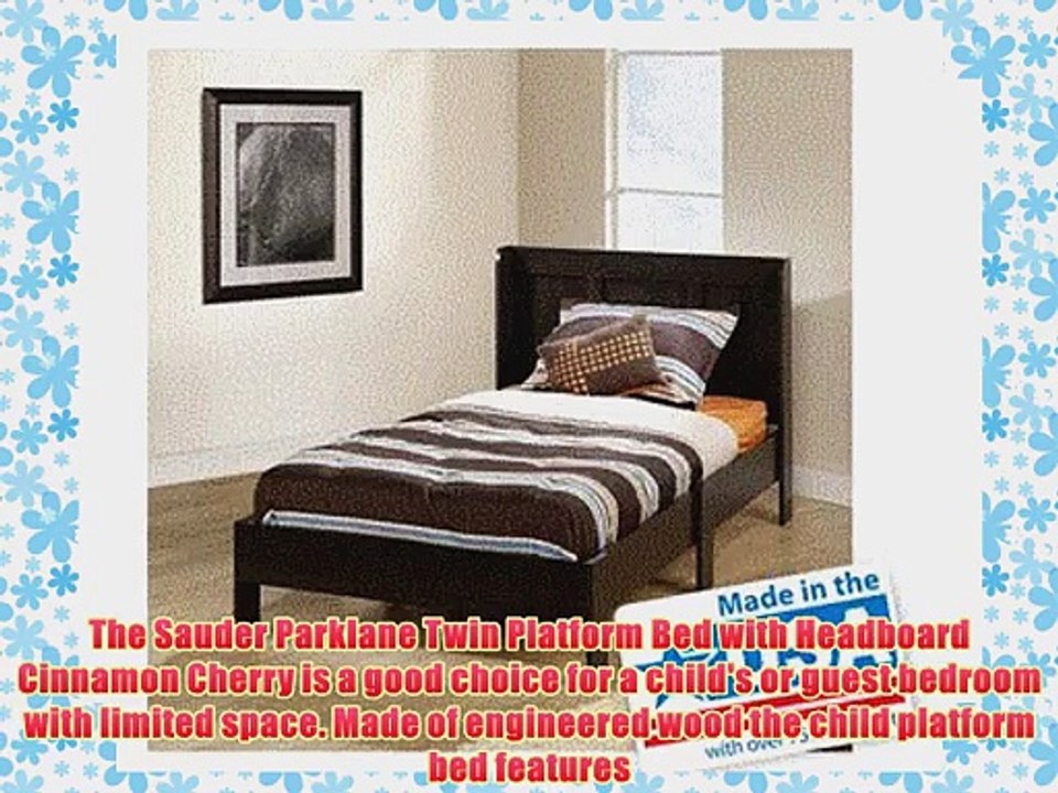 Sauder Parklane Twin Platform Bed with Headboard Cinnamon Cherry - Guestroom Children's Bedroom