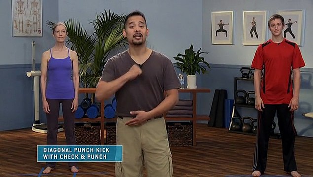 Learn tai chi for beginners Diagonal Punch Kick with Check & Punch
