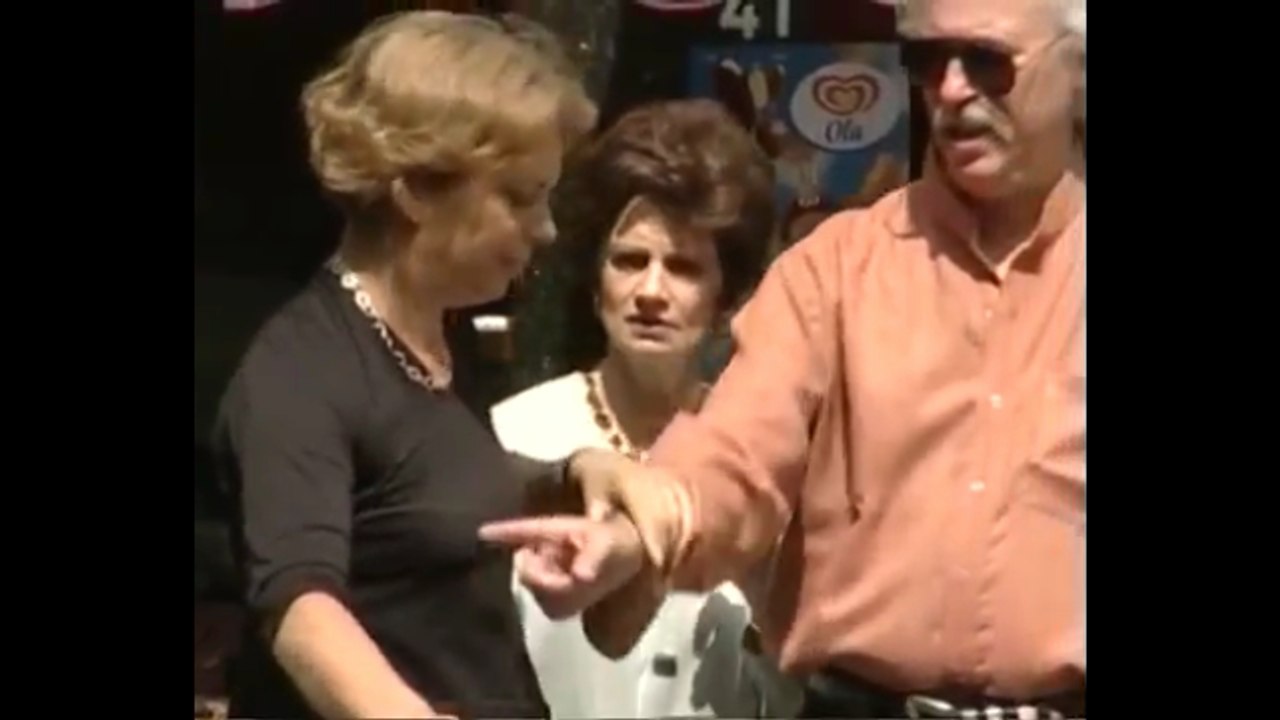 funny just for laughs . blind man groping on road.