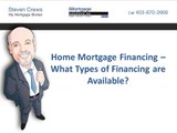 Home Mortgage Financing – What Types of Financing are Available?