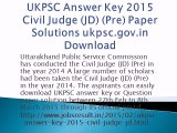 UKPSC Answer Key 2015 Civil Judge (JD) (Pre) Paper Solutions ukpsc.gov.in Download