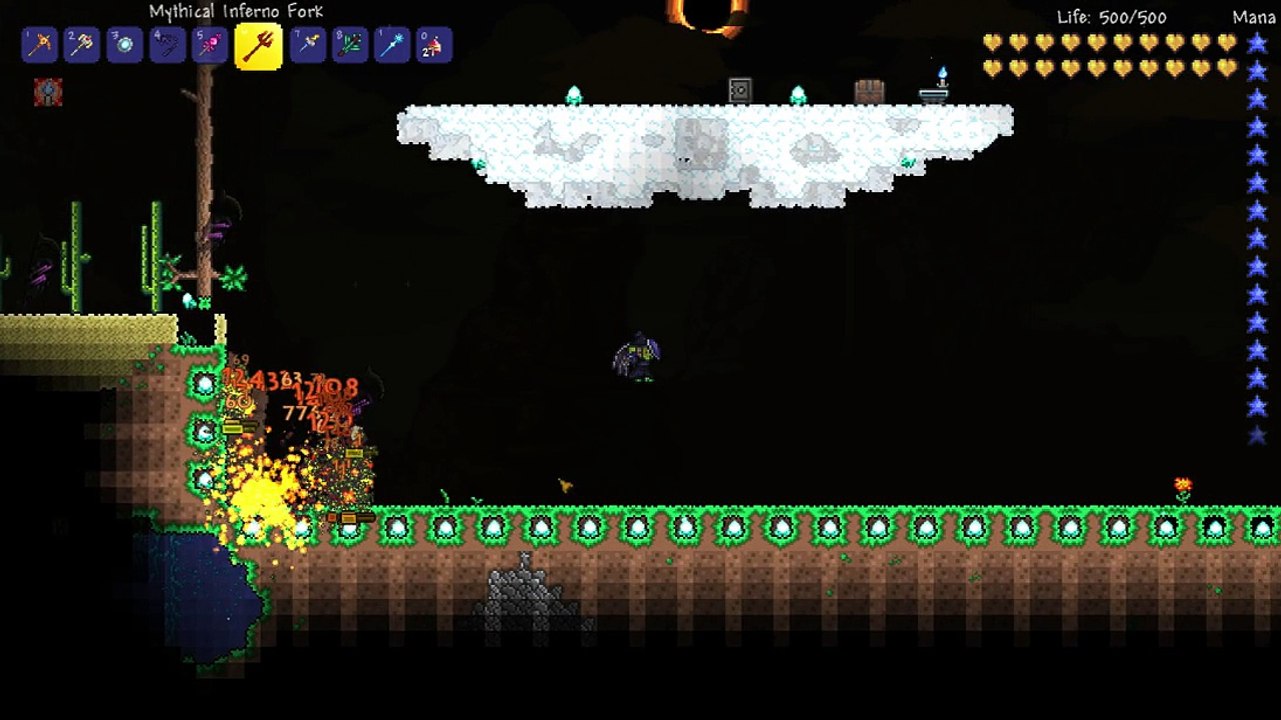 Terraria Hardmode - Mythical Inferno Fork @120 DMG & 36% Crit