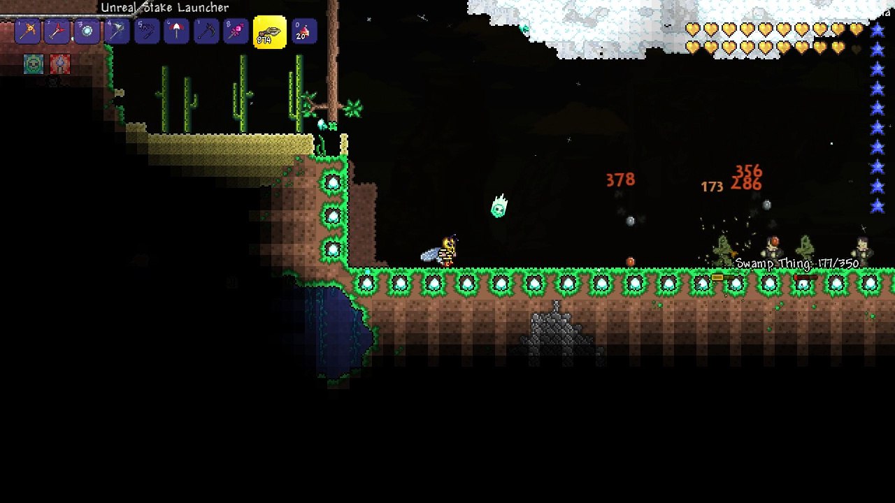 Terraria Hardmode - Unreal Stake Launcher @205 DMG & 84% Crit