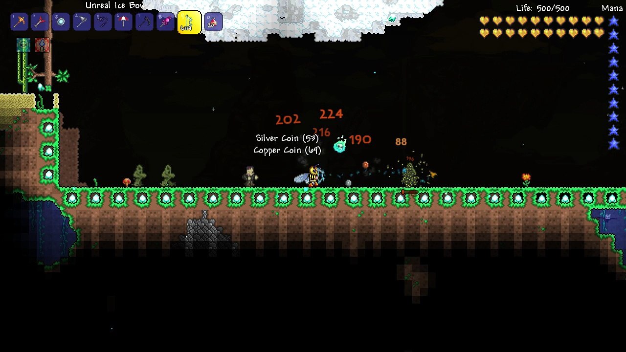 Terraria Hardmode - Unreal Ice Bow @126 DMG & 74% Crit