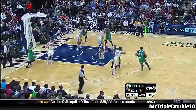 Paul Pierce steals a Pacers fan's water