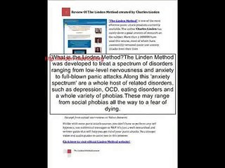 Anxiety And Panic Attacks - The Linden Method Review [Linden Method]