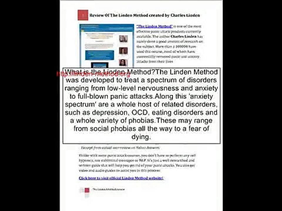 Anxiety And Panic Attacks - The Linden Method Review [Linden Method]