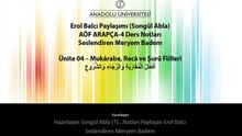 ARA2002 ARAPÇA IV 4. Ünite ErolBalcı Ders Notları Mukārabe, Recâ ve Şurû Fiilleri