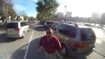 Violent road rage after this Driver cuts off cyclist line!