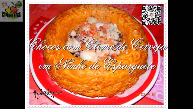 Chocos com Creme de Cerveja em Ninho de Esparguete