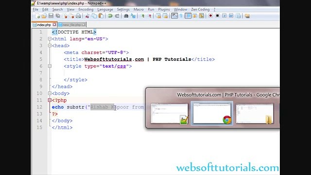 PHP tutorials in urdu - hindi - 36 - substr() and str_shuffle() functions in php